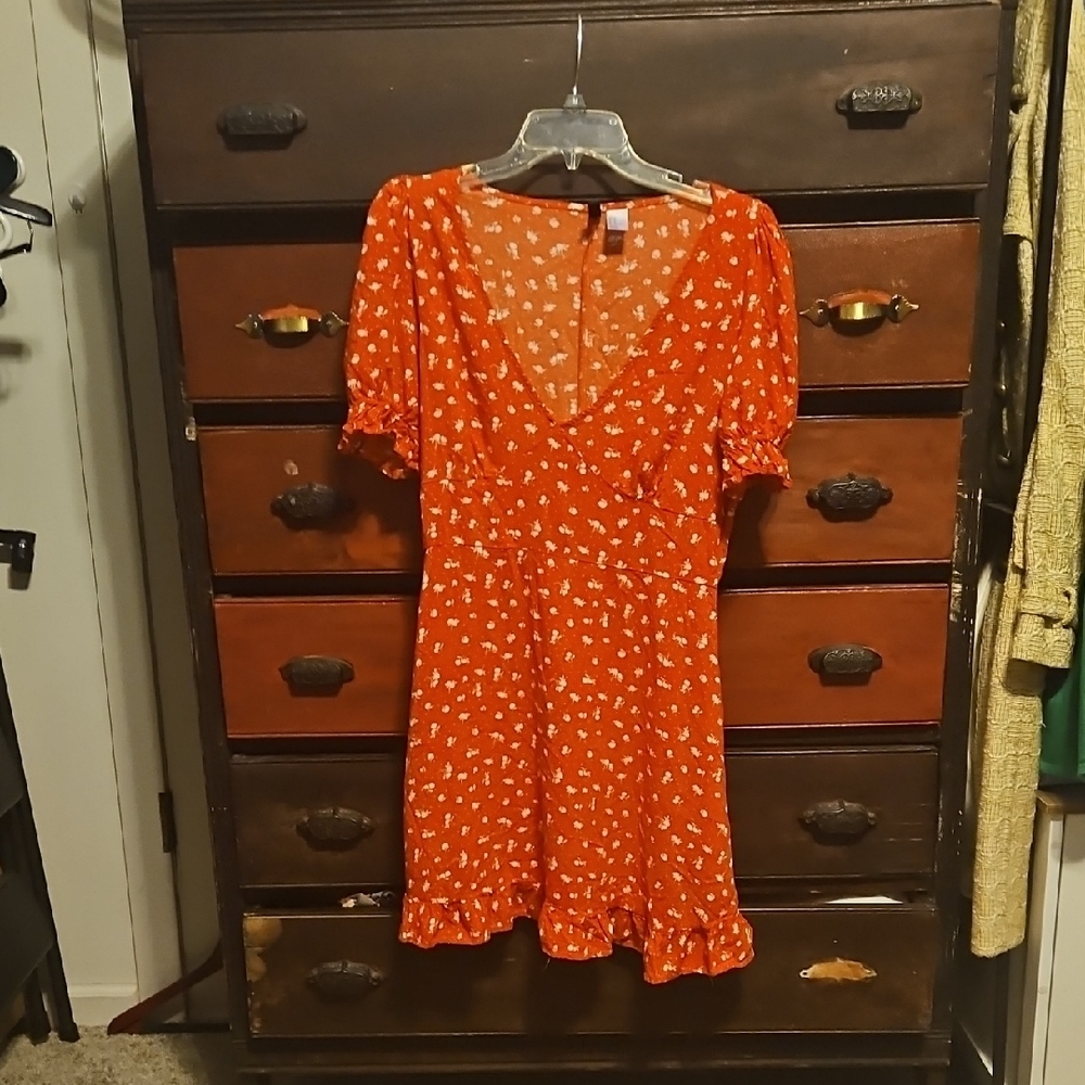 H&M Red Floral Mini Dress